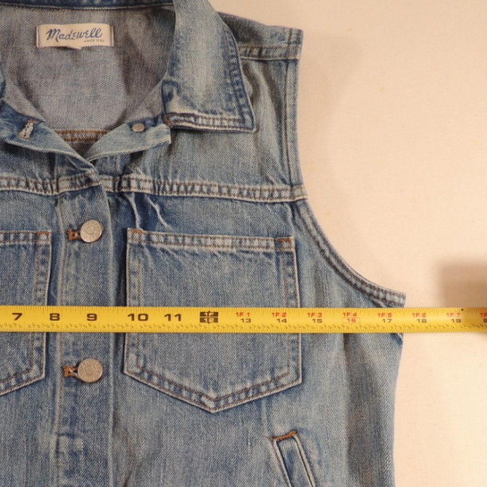 Madewell Faded Blue Denim Vest with Button Front - Picture 10 of 12